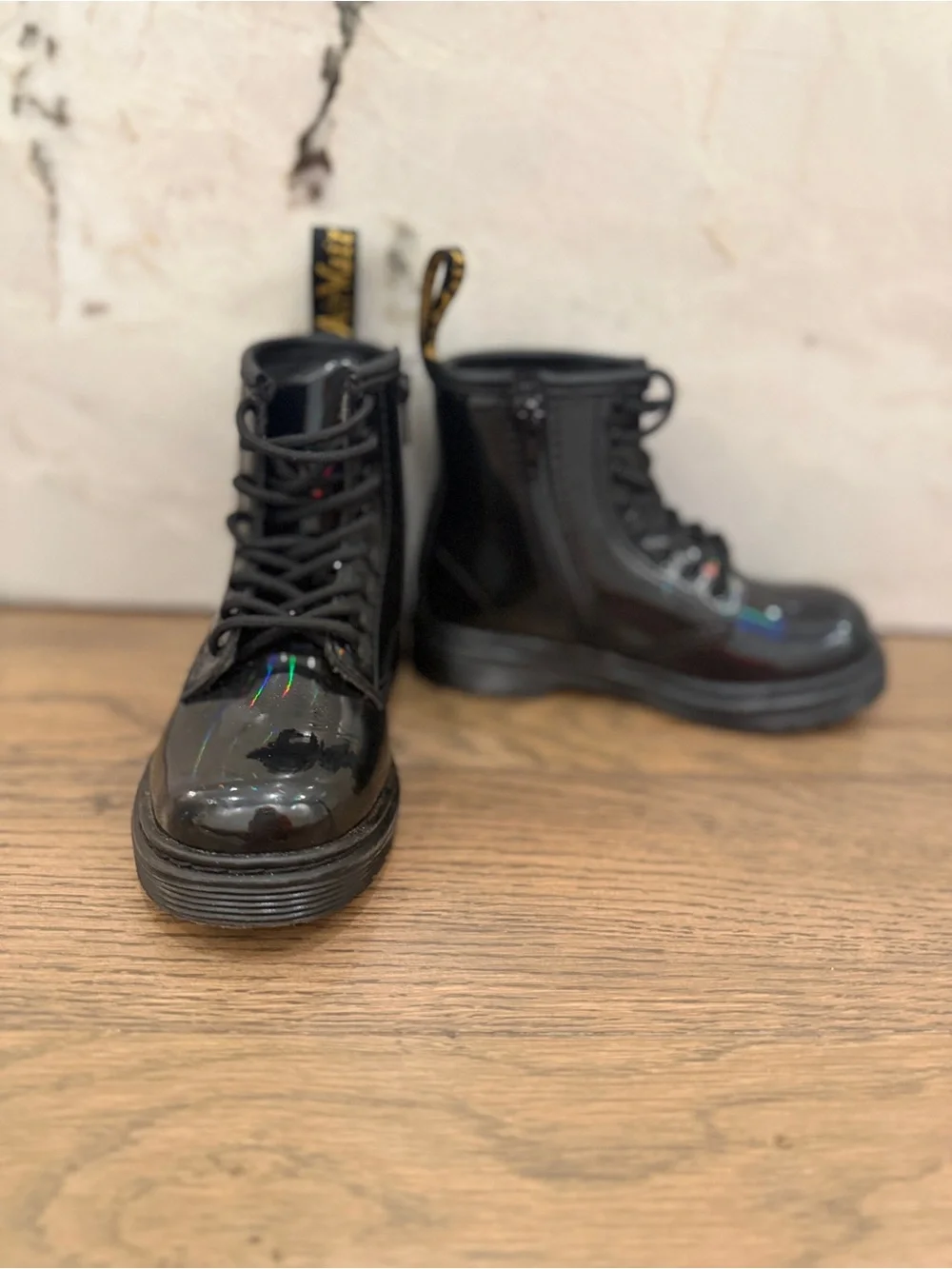 Dr. Martens Black Patent Lace-Up Kids Boots